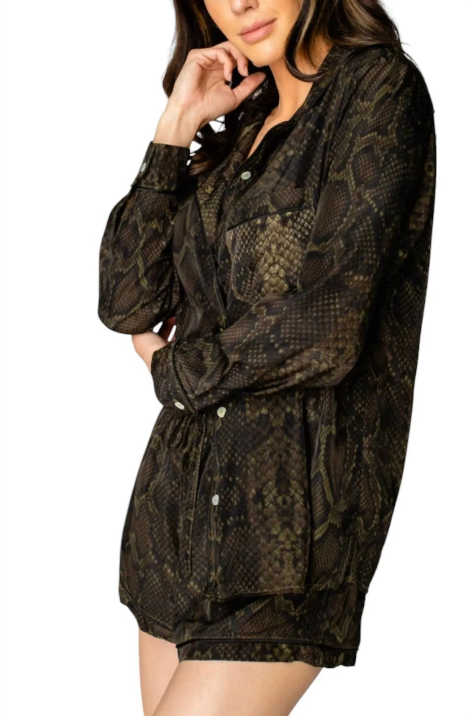 Anna Pajama Set In Olive