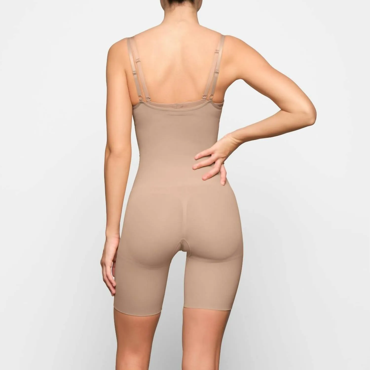 Butt Enhancing Shapewear Open Bust Bodysuit In Clay