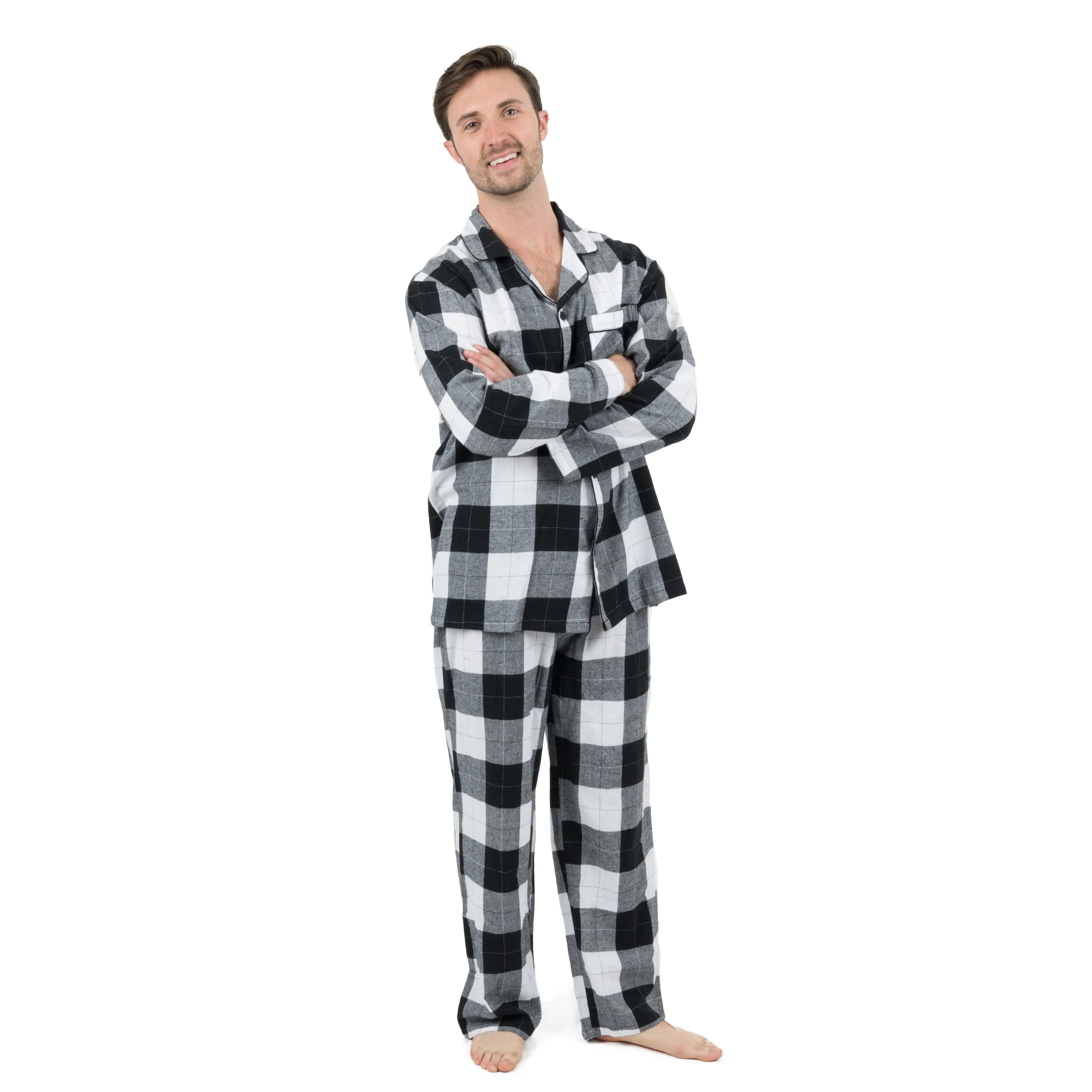 Christmas Mens Two Piece Flannel Pajamas Plaid