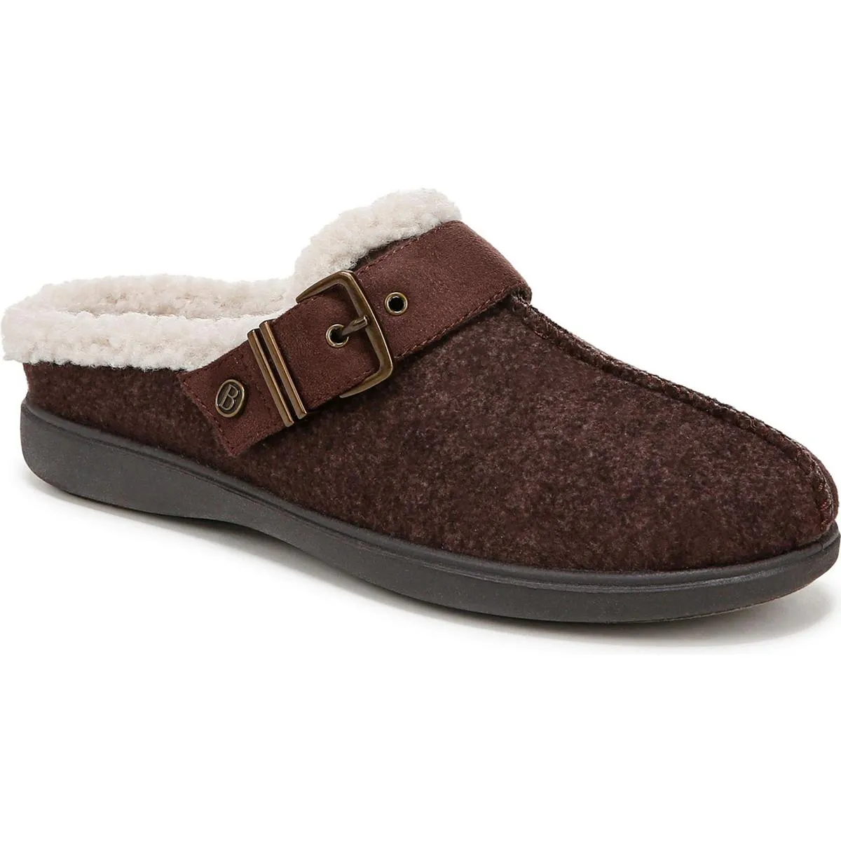 Eternity Womens Buckle Faux Fur Slide Slippers