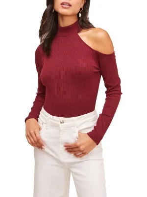 Junction Womens Cold Shoulder Mock Neck Bodysuit