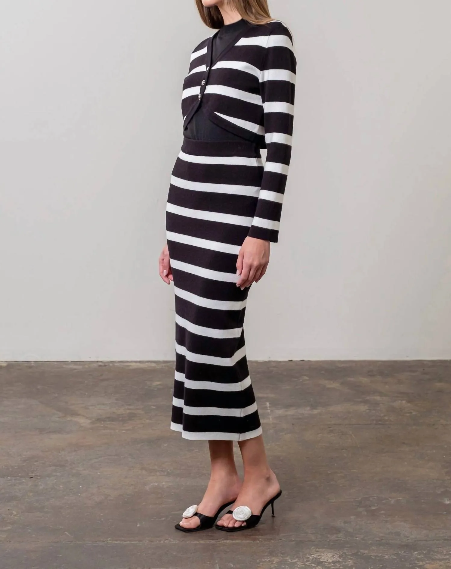 Lisette Striped Skirt In Black/white