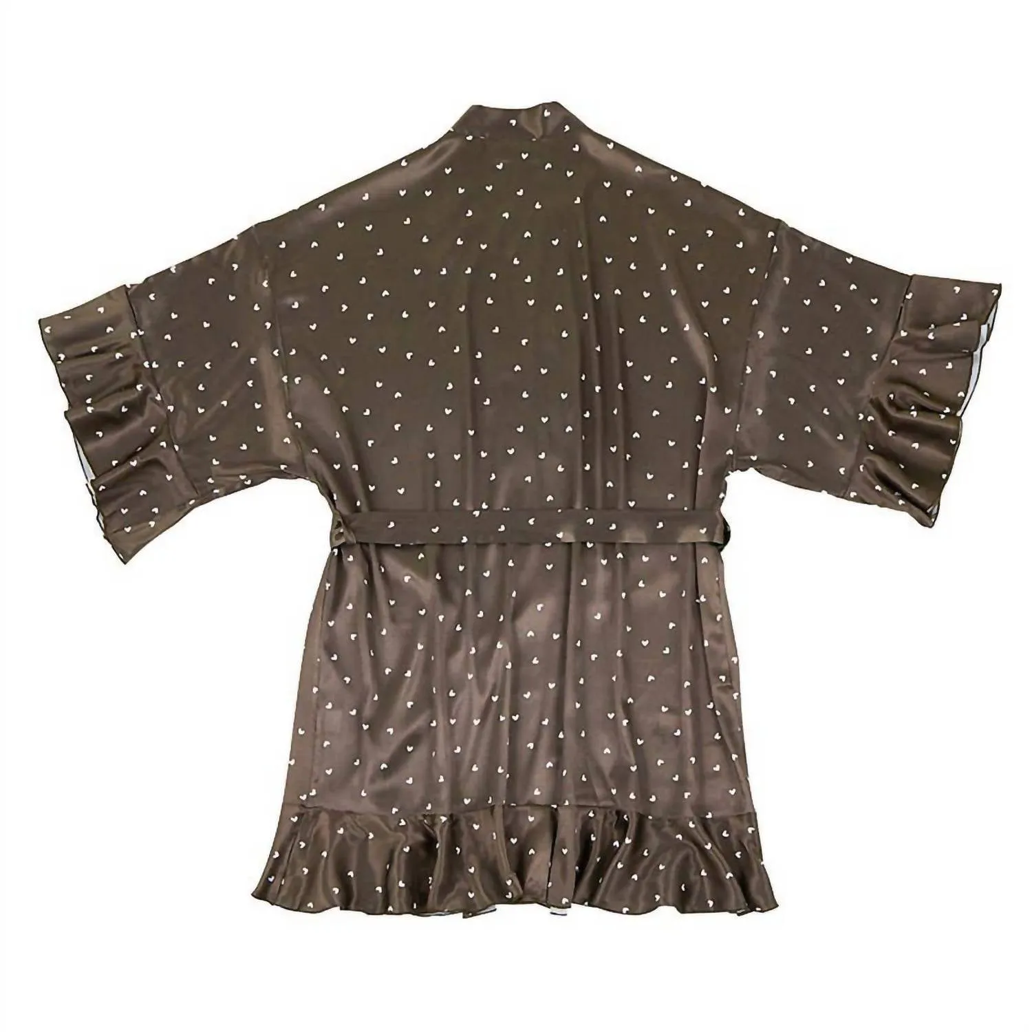 Ruffled Satin Robe In Brown