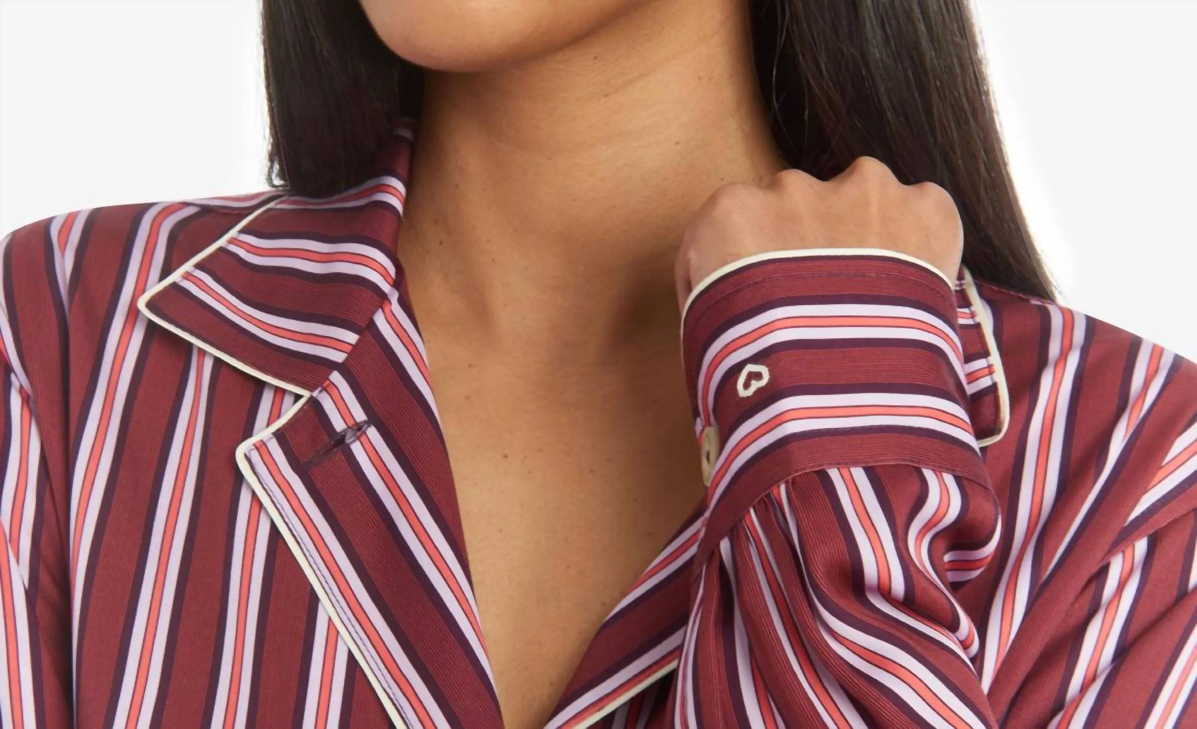 Women's Long Pj Set In Nightshade Multi Stripe